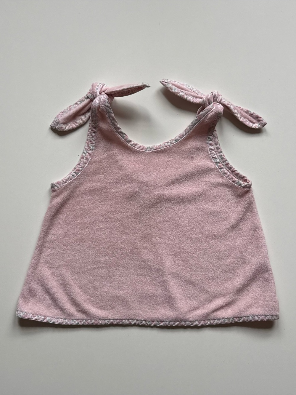 Minnow Girls' French Terry Tie-Knot Pink Tank Top - Size 2T